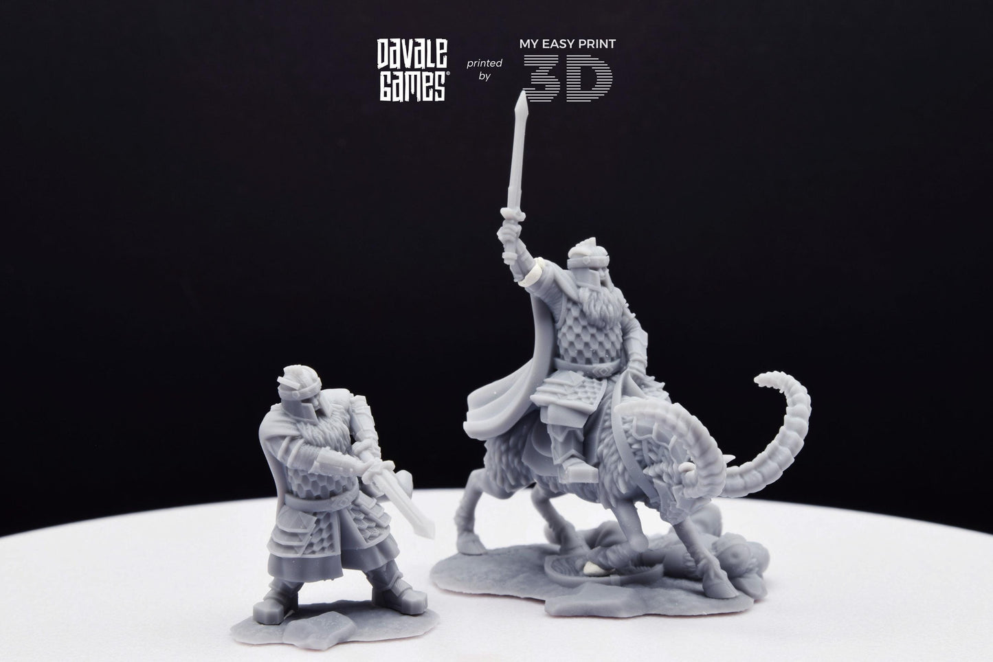 Silver Goat Dwarf Captain - Foot and Mounted - Davale Games - 3D Printed with high quality resin for LOTR/D&D games