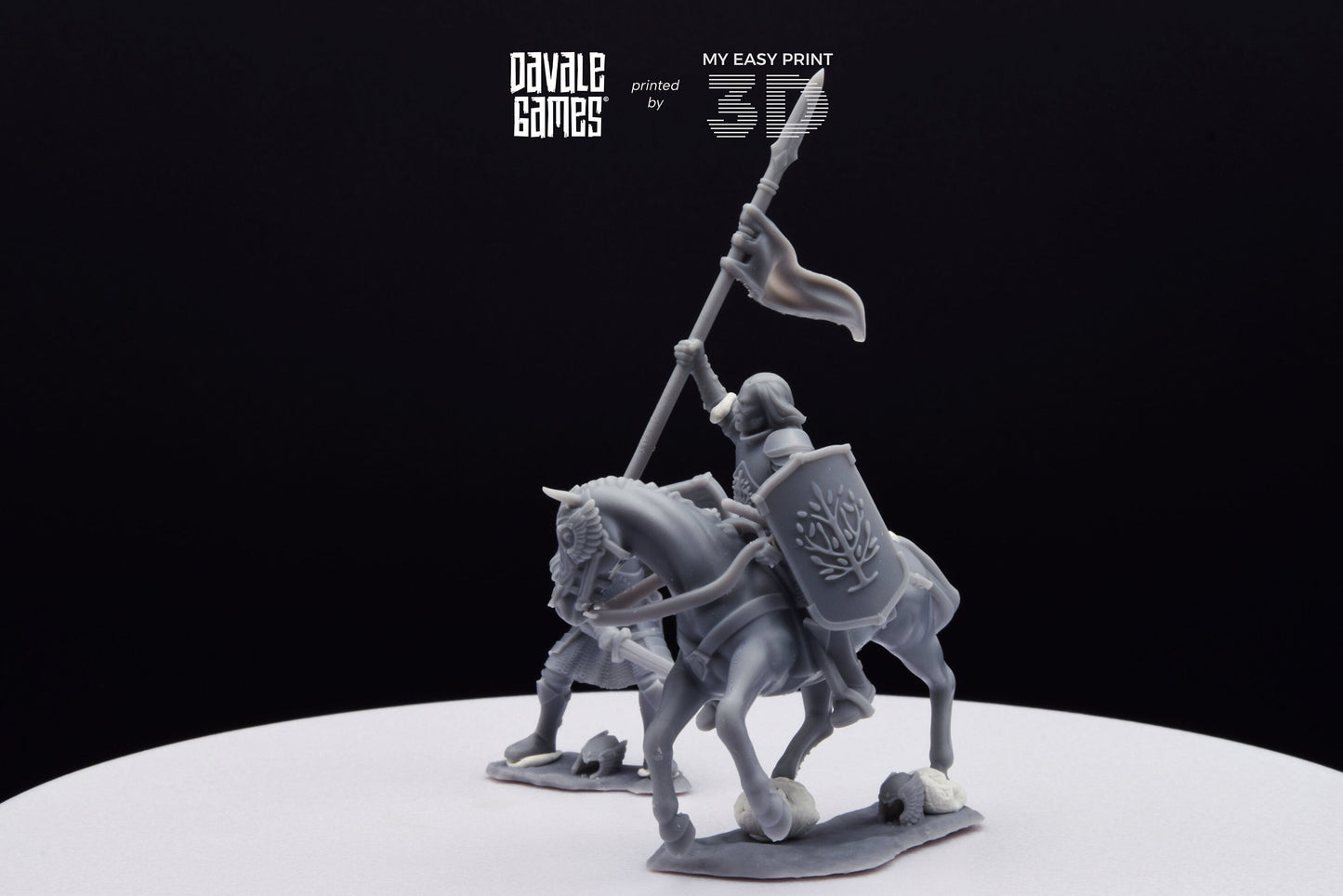 Grey Castle Captain - Foot and Mounted - Davale Games - 3D Printed with high quality resin for LOTR/D&D games