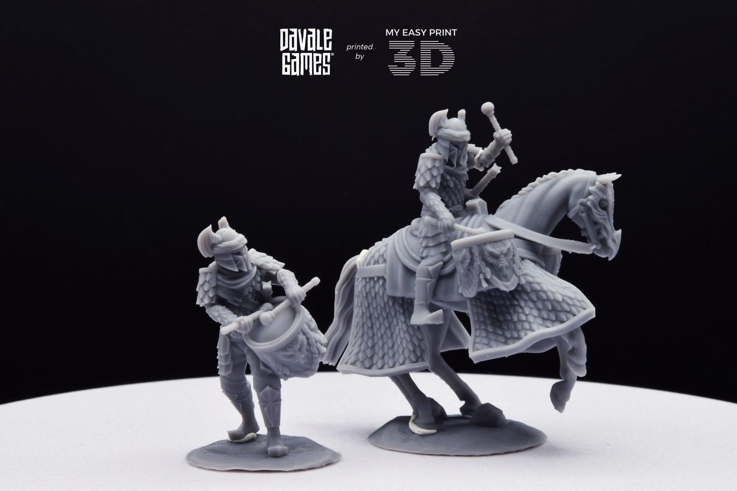 Dragon Army Drummer - Foot and Mounted - Davale Games - 3D Printed with high quality resin for LOTR/D&D games