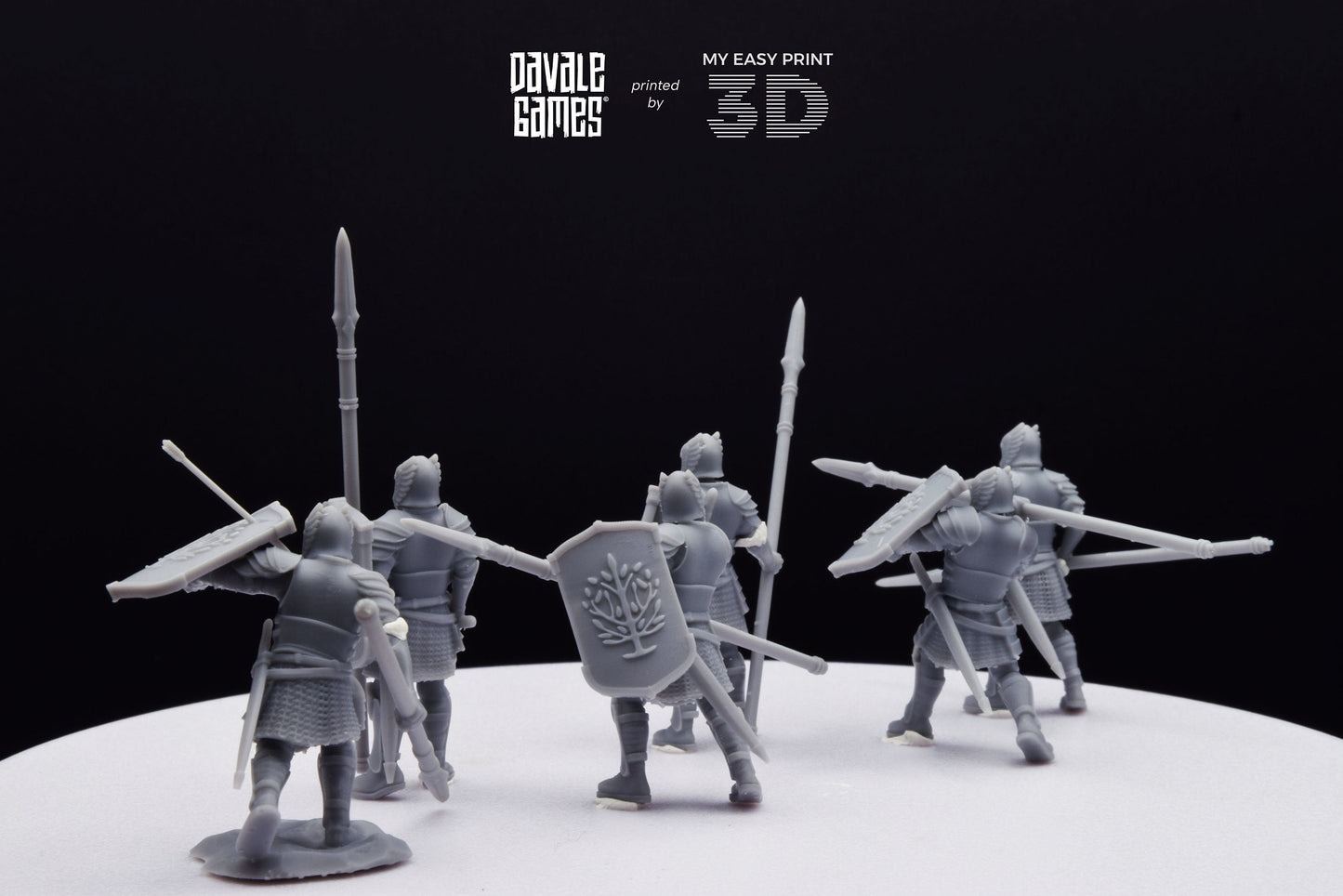 Grey Castle Warriors with Spears - Foot - Davale Games - 3D Printed with high quality resin for LOTR/D&D games