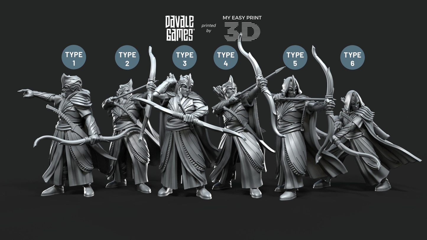Galanthir Elves - Archers - Davale Games - 3D Printed with high quality resin for LOTR/D&D games