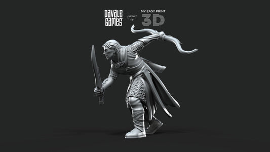 Forest Guardian Captain with Bow and Sword - Galanthir Elves - Davale Games - 3D Printed with high quality resin for LOTR/D&D games