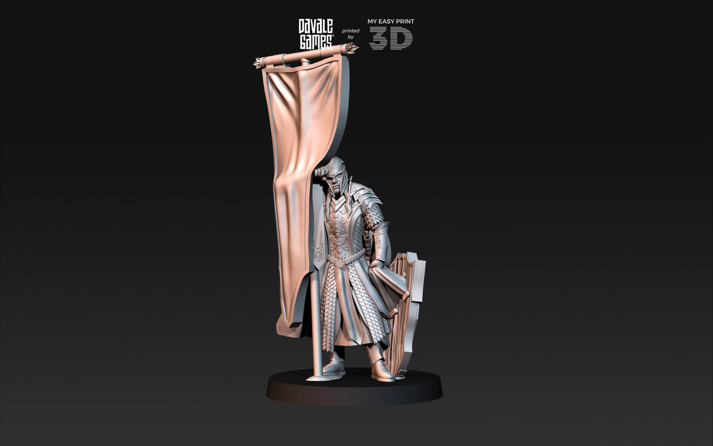 Armoured Wood Elf on Foot Banner 2 - Davale Games - 3D Printed with high quality resin for LOTR/D&D games