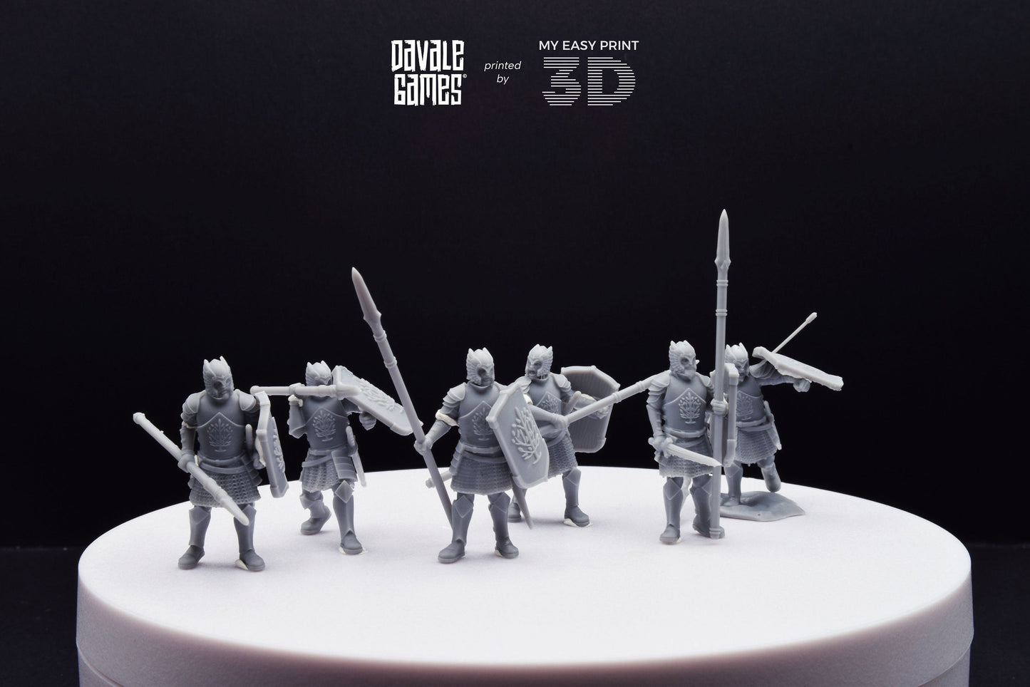 Grey Castle Warriors with Spears - Foot - Davale Games - 3D Printed with high quality resin for LOTR/D&D games