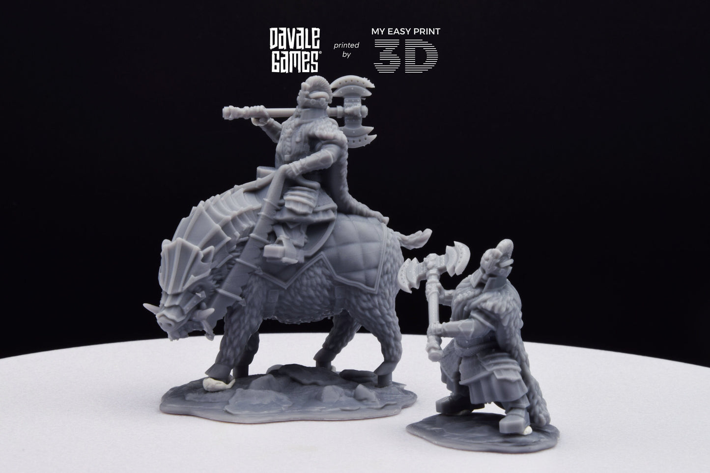Silver Goat Dwarf Lord Iron - Foot and Mounted - Davale Games - 3D Printed with high quality resin for LOTR/D&D games