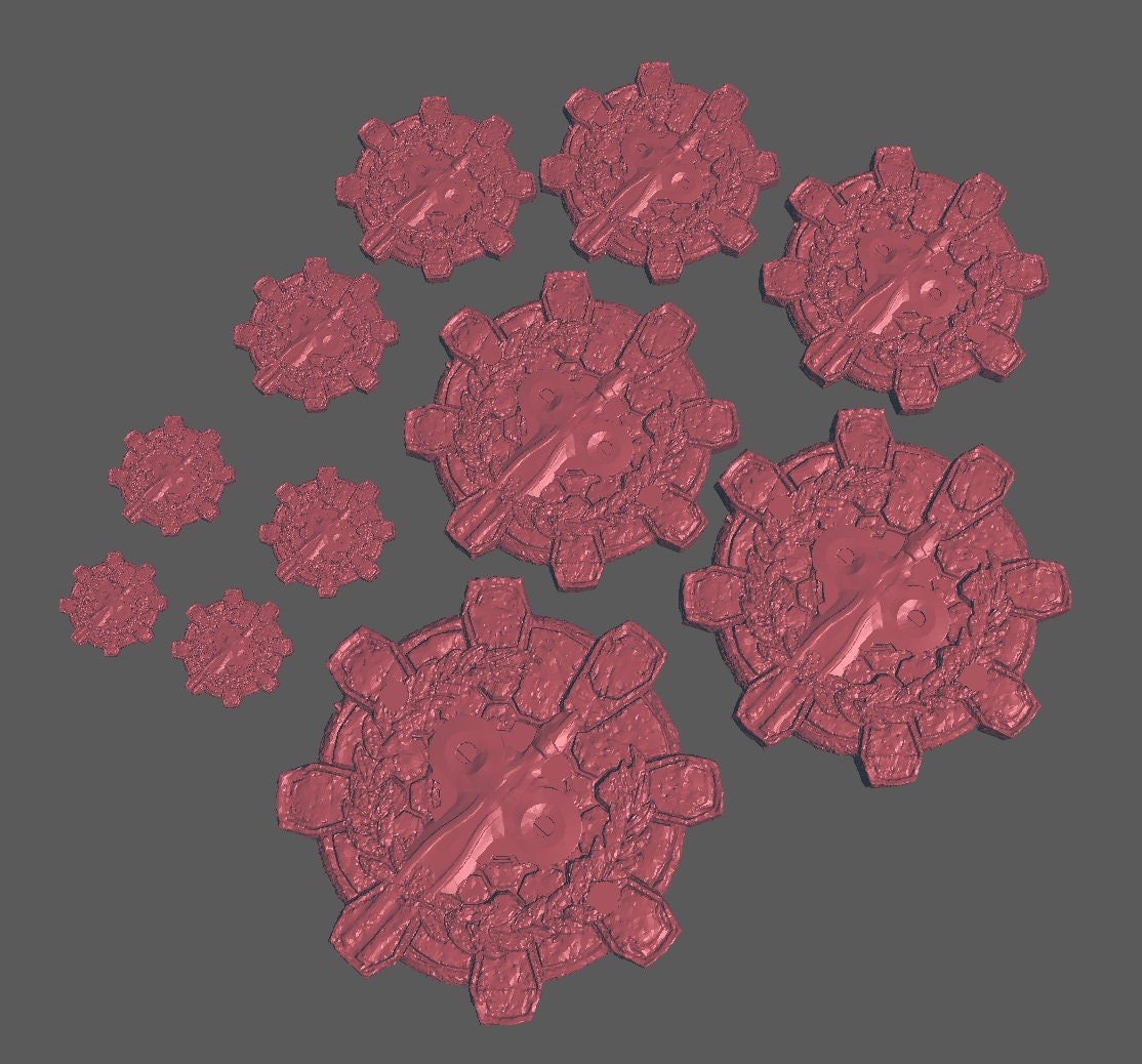 Gears Of War Bases for Miniatures - TheSTLSmith - 3D Printed with high quality resin for Skirmish/D&D games