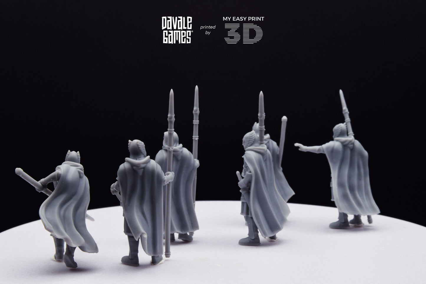 Grey Castle Court Guards with Spear - Foot - Davale Games - 3D Printed with high quality resin for LOTR/D&D games