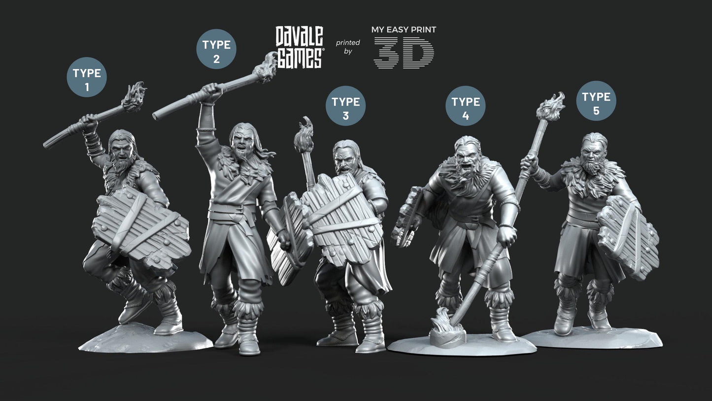 Fellmount Reavers with Torch and optional Shield - Davale Games - 3D Printed with high quality resin for LOTR/D&D games