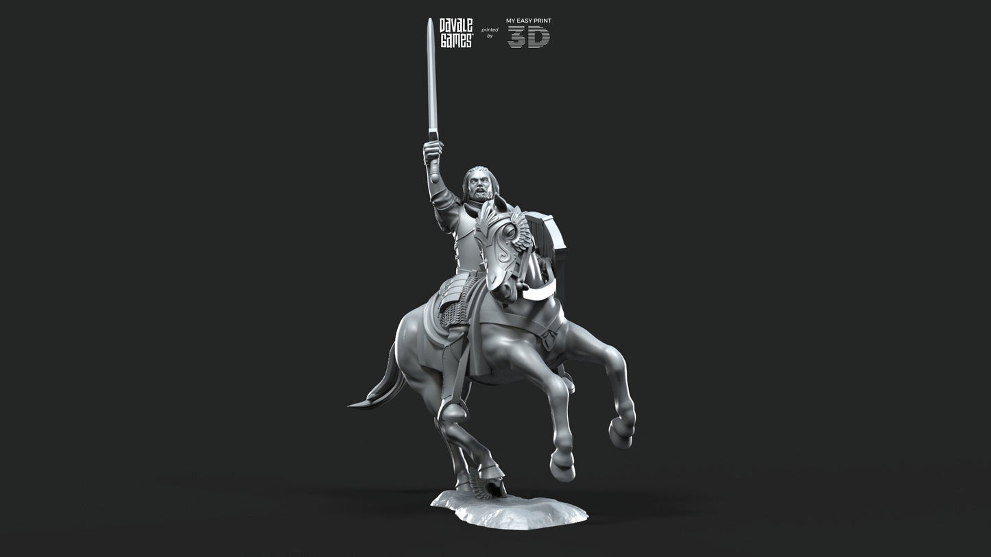 Grey Castle Captain - Foot and Mounted - Davale Games - 3D Printed with high quality resin for LOTR/D&D games