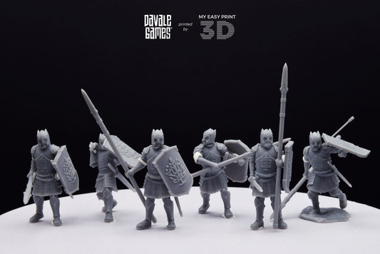 Grey Castle Warriors with Spears - Foot - Davale Games - 3D Printed with high quality resin for LOTR/D&D games