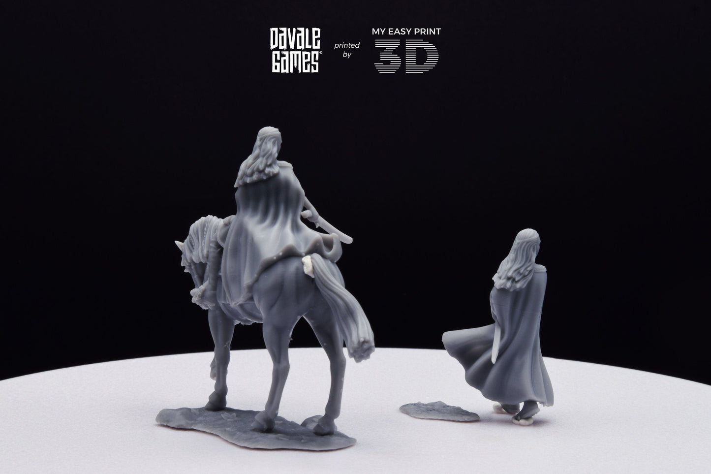 Bloody Elf Maiden - Foot and Mounted - Davale Games - 3D Printed with high quality resin for LOTR/D&D games