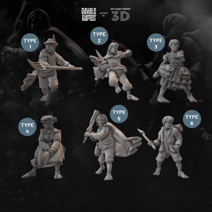 Halfmen - Davale Games - 3D Printed with high quality resin for LOTR/D&D games