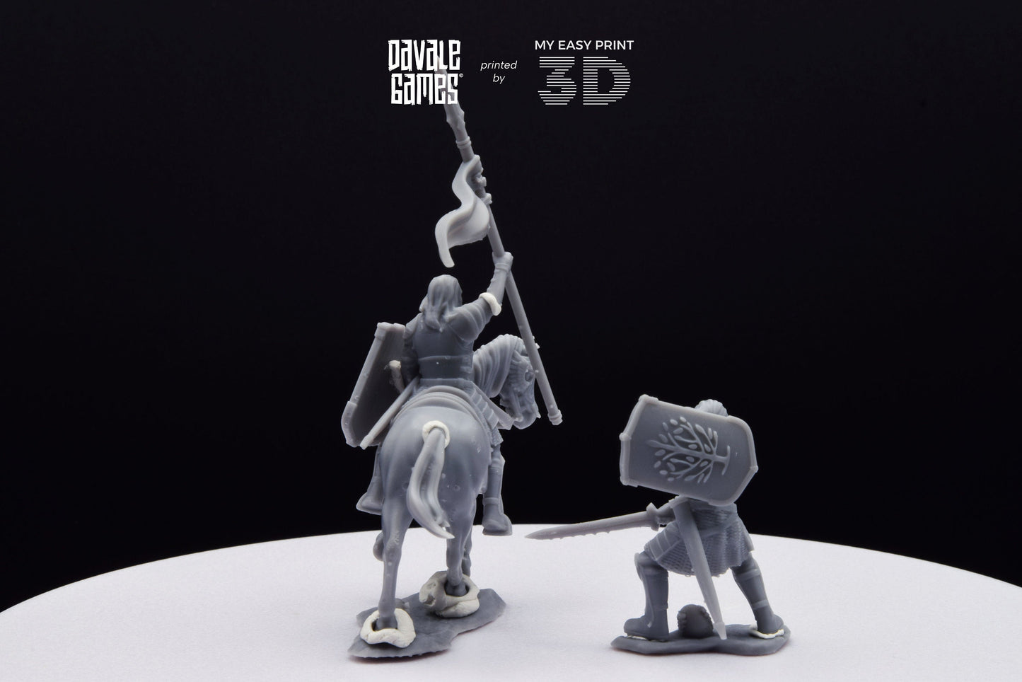 Grey Castle Captain - Foot and Mounted - Davale Games - 3D Printed with high quality resin for LOTR/D&D games