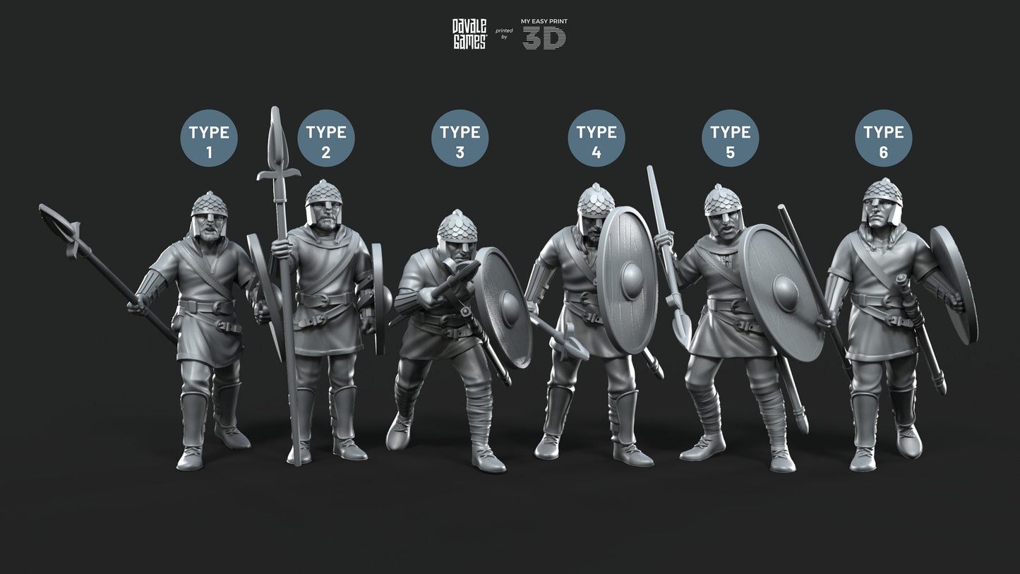 Gepids with Spear and Shield - Davale Games - Historical games - 3D Printed with high quality resin