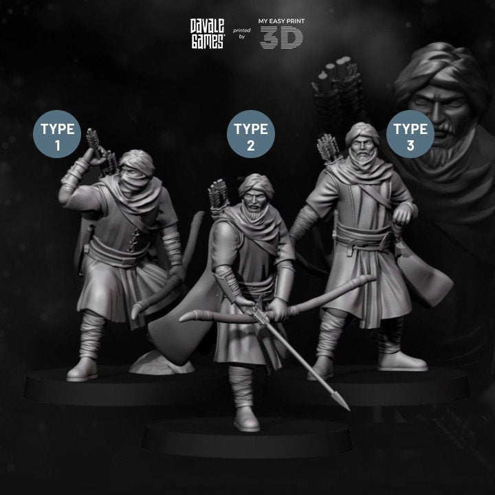Regular Snake Warriors – Bows - Davale Games - 3D Printed with high quality resin for LOTR/D&D games