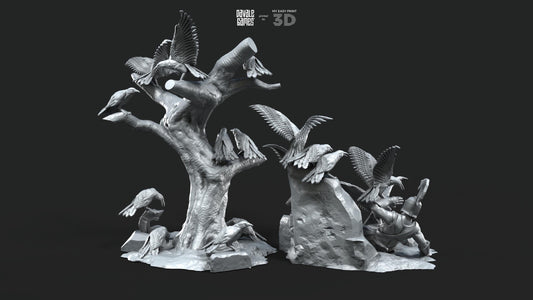 Flock of crows - Scenery - Davale Games - Mythological games - 3D Printed with high quality resin