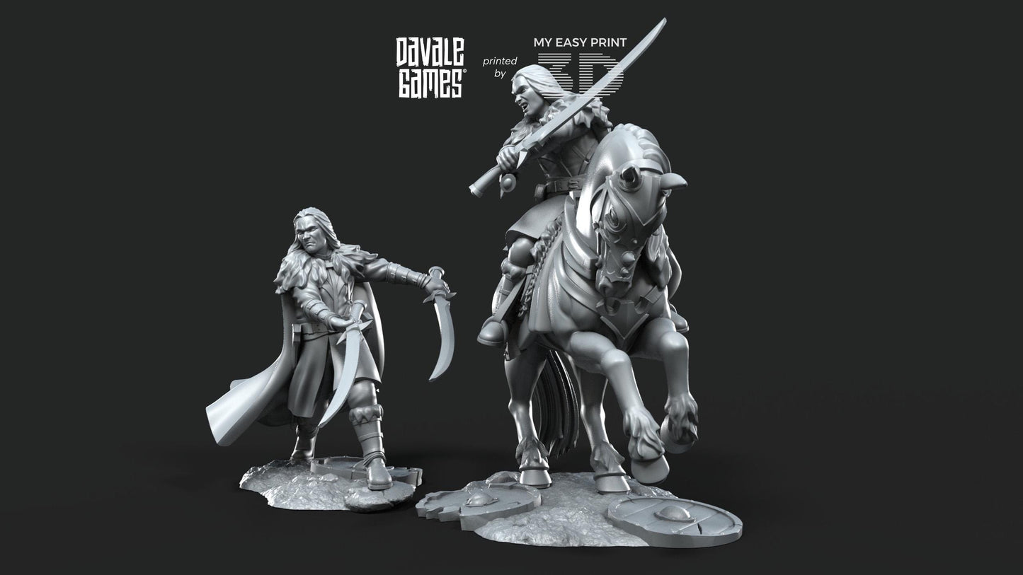Wölfbane Lord Fellmount Reavers Foot and Mounted - Davale Games - 3D Printed with high quality resin for LOTR/D&D games