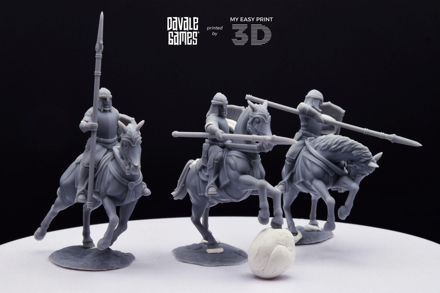 North Warrior Riders with Spear and Shield - Davale Games - 3D Printed with high quality resin for LOTR/D&D games
