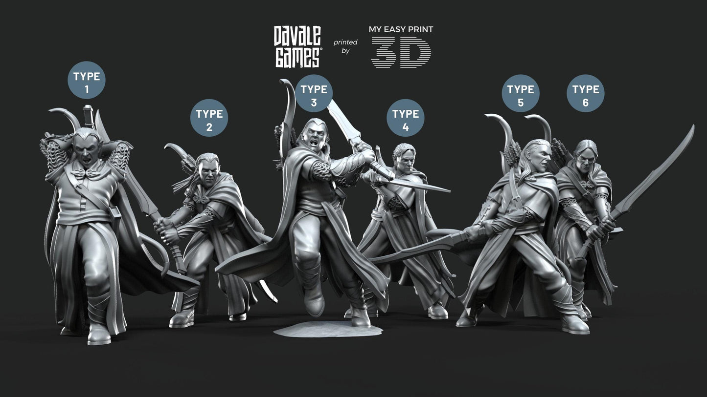Galanthir Elves - Forest Guardians with Sword - Davale Games - 3D Printed with high quality resin for LOTR/D&D games