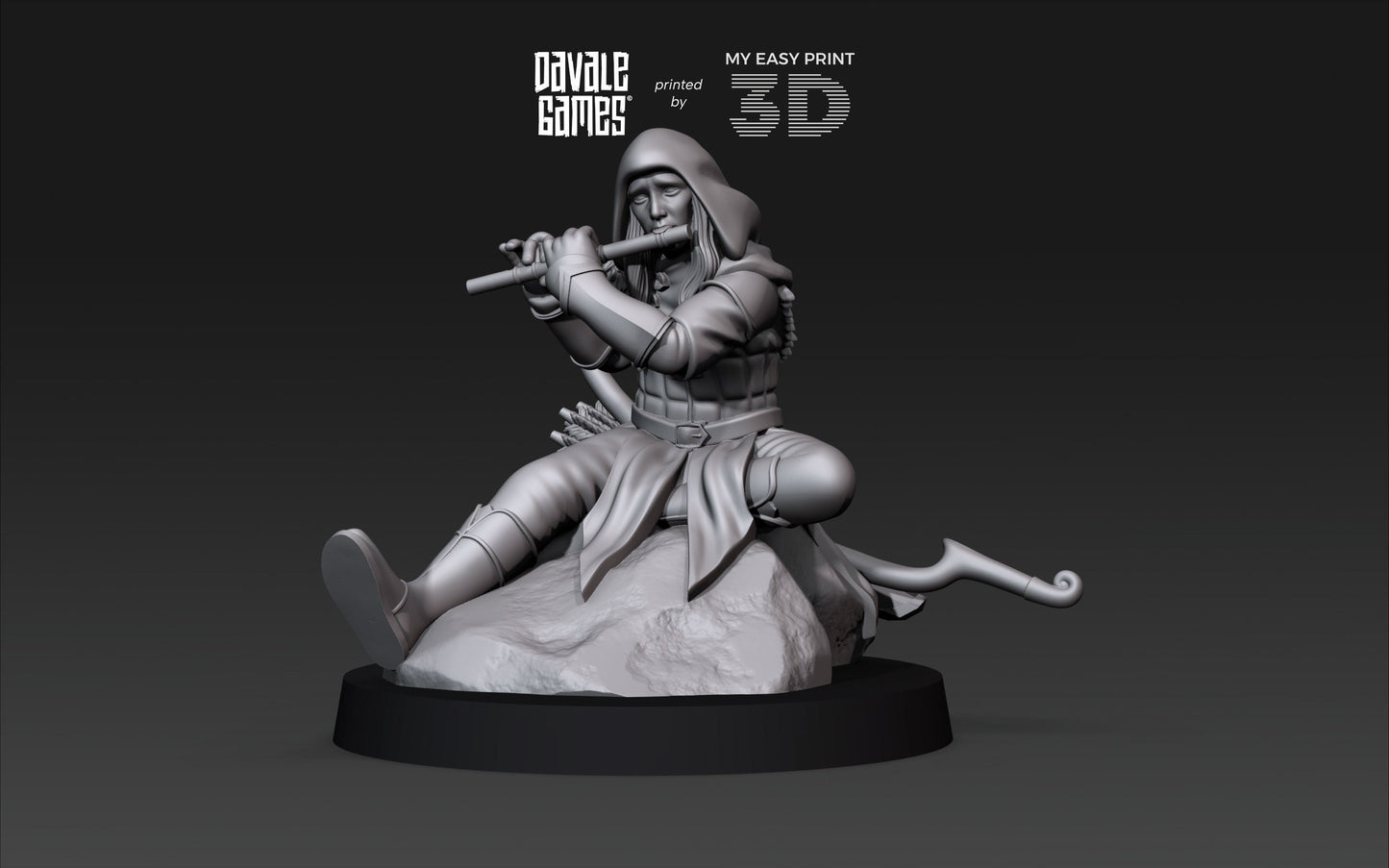 Wood Elf Musician New Pose - Davale Games - 3D Printed with high quality resin for LOTR/D&D games