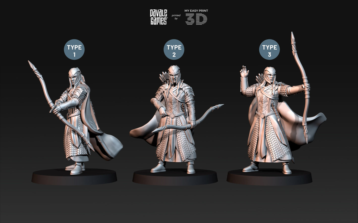 Wood Elf Archer - Davale Games - 3D Printed with high quality resin for LOTR/D&D games