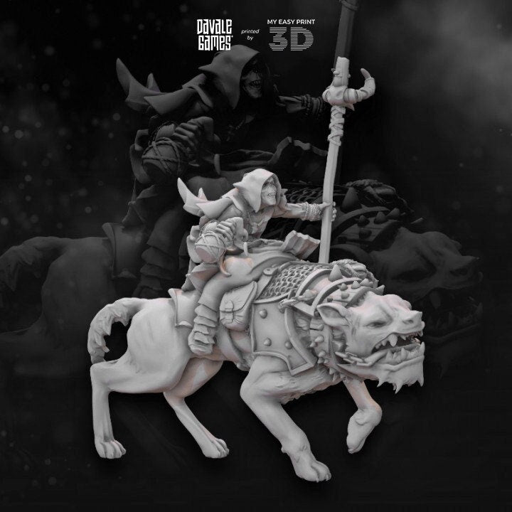 Goblin Shaman on Warg - Mounted - Davale Games - 3D Printed with high quality resin for LOTR/D&D games