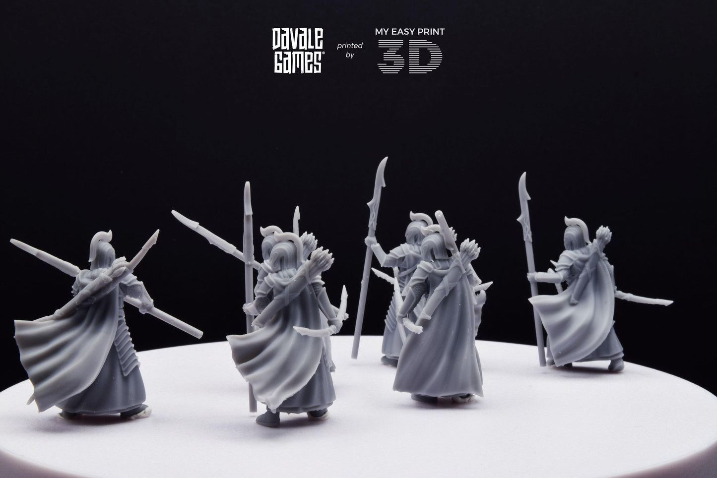 Bloody Elves Warriors with Bow and Spear - Davale Games - 3D Printed with high quality resin for LOTR/D&D games
