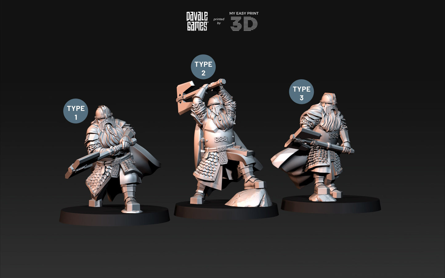 Kalak Dwarf King Guard - Davale Games - 3D Printed with high quality resin for LOTR/D&D games