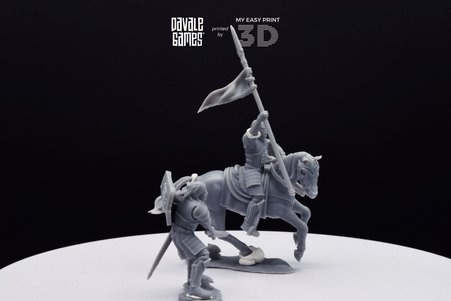 Grey Castle Captain - Foot and Mounted - Davale Games - 3D Printed with high quality resin for LOTR/D&D games