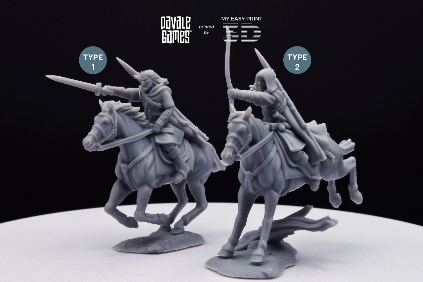 Human North Riders Mounted - Davale Games - 3D Printed with high quality resin for LOTR/D&D games