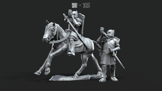 Grey Castle Horn - Foot and Mounted - Davale Games - 3D Printed with high quality resin for LOTR/D&D games