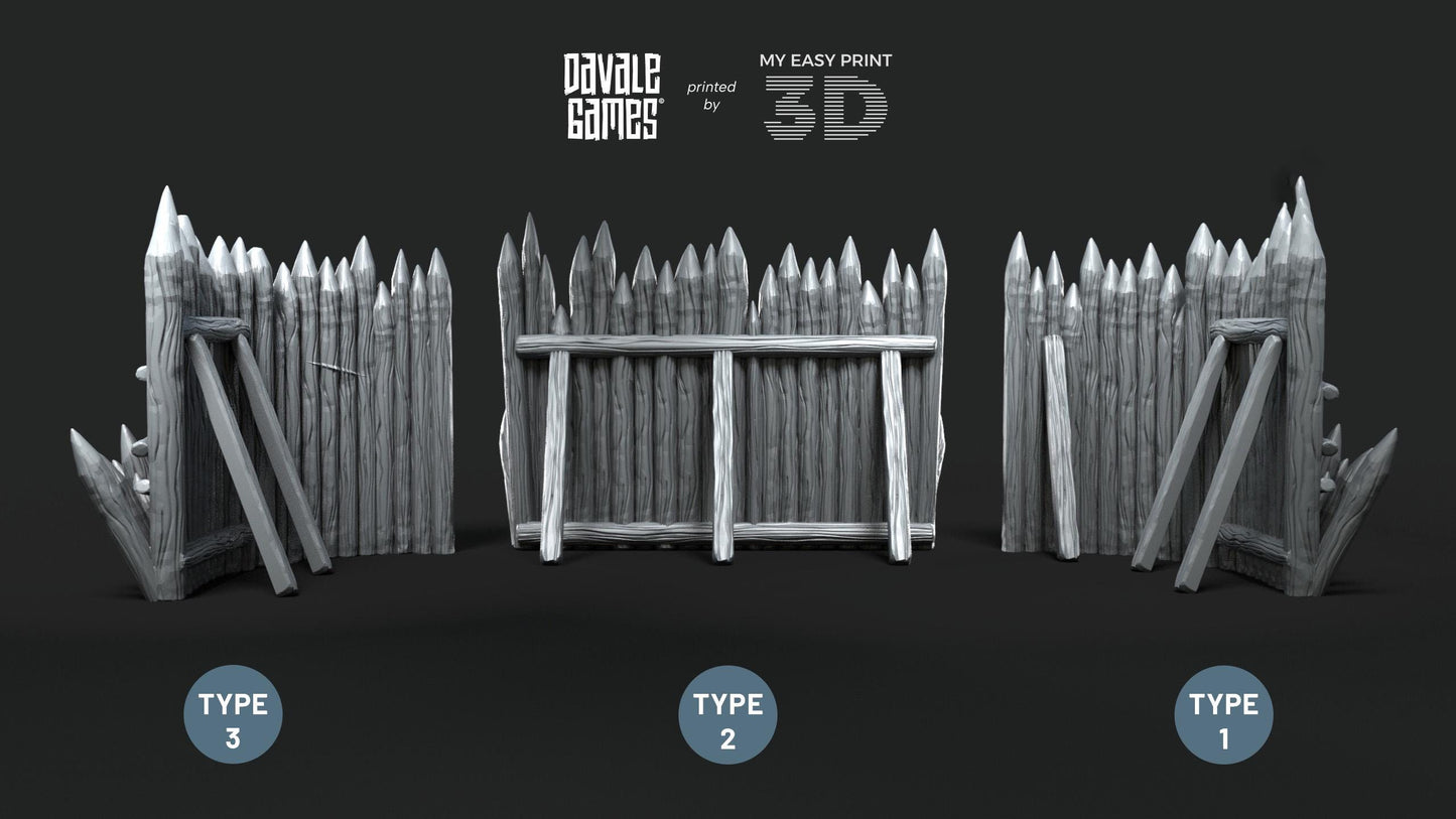 Assets of Wooden Fences - Scenery - Davale Games - Wargame / Mythological games - 3D Printed with high quality resin or PLA+