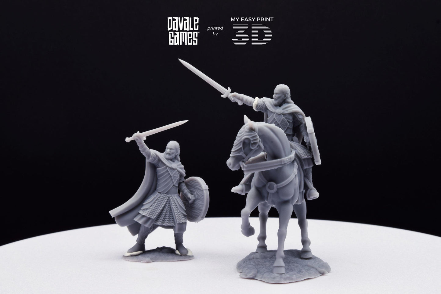 West Humans King - Foot and Mounted - Davale Games - 3D Printed with high quality resin for LOTR/D&D games