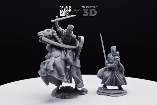 High Human King with Helmet - Foot and Mounted - Davale Games - 3D Printed with high quality resin for LOTR/D&D games
