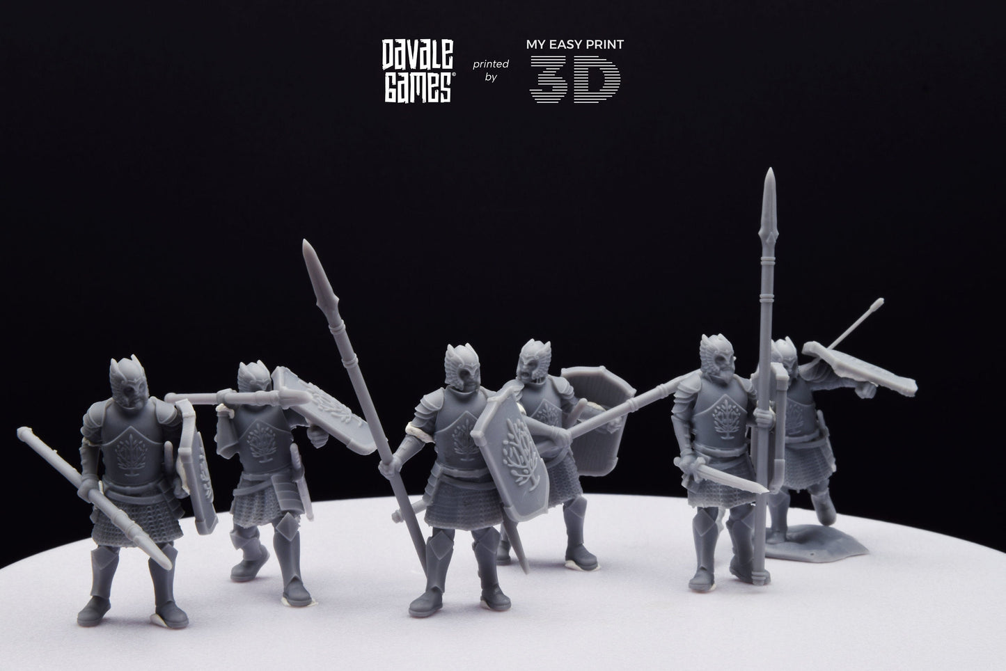 Grey Castle Warriors with Spears - Foot - Davale Games - 3D Printed with high quality resin for LOTR/D&D games