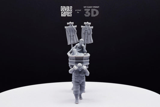 Mercenary King on Palanquin - Davale Games - 3D Printed with high quality resin for LOTR/D&D games