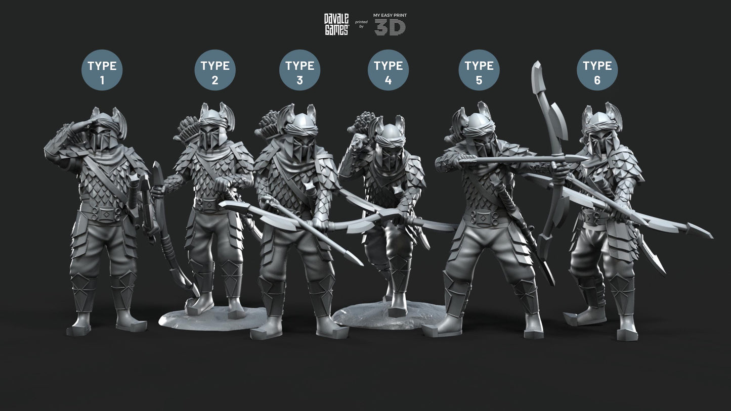 Dragon Army Archers - Davale Games - 3D Printed with high quality resin for LOTR/D&D games