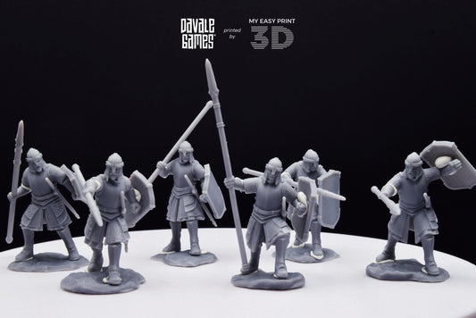 North Warriors with Spear and Shield - Davale Games - 3D Printed with high quality resin for LOTR/D&D games