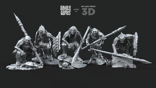 Goblins with Spears - Goblins of the cave - Davale Games - 3D Printed with high quality resin for LOTR/D&D games