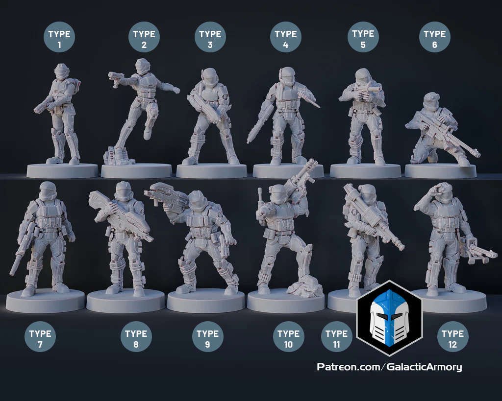 Halo Alpha 9 ODST Miniatures - Galactic Armory - 3D Printed with High Quality Resin for Wargame/Skirmish/D&D
