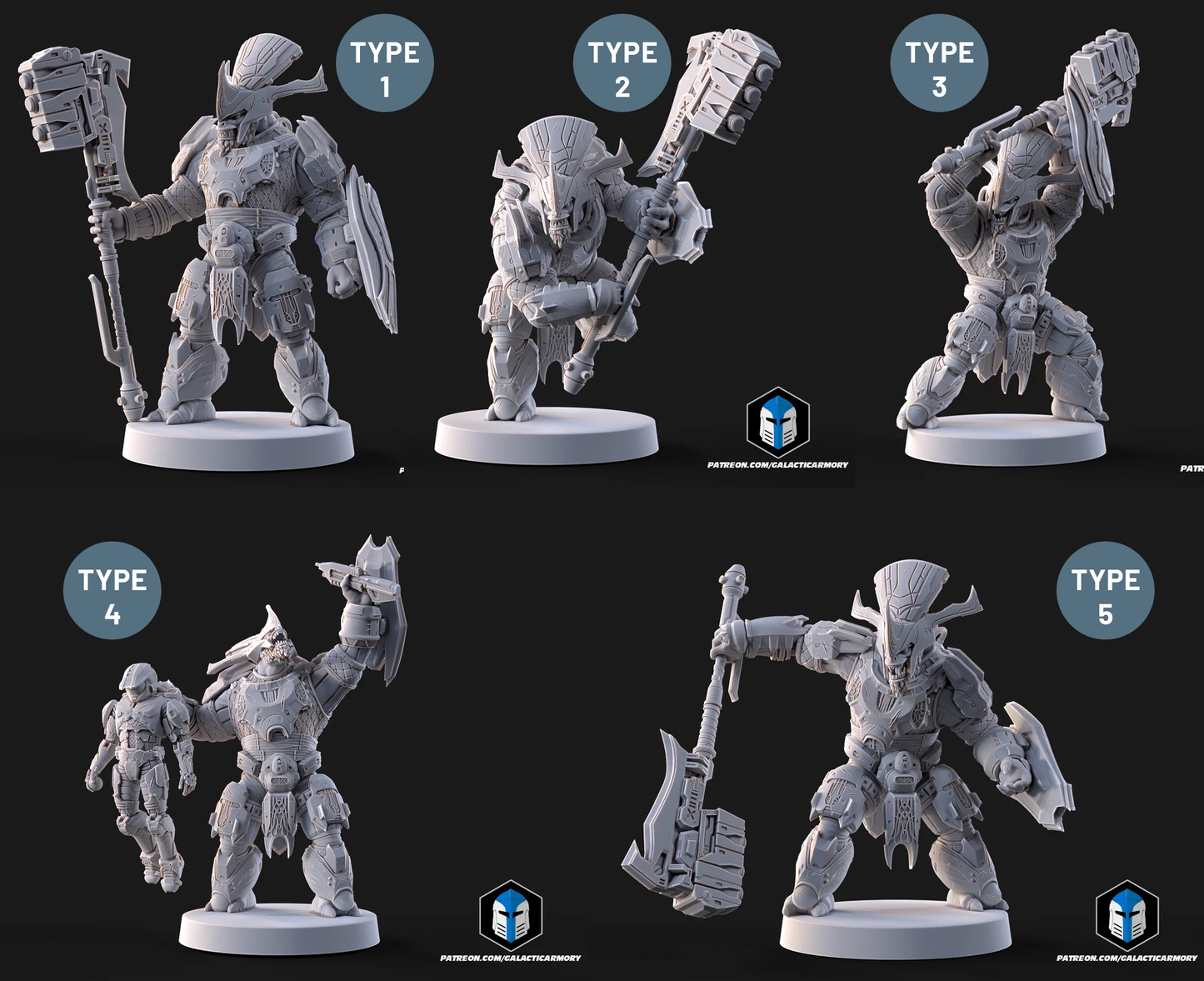 Halo Brute Chieftain Miniatures - Galactic Armory - 3D Printed with High Quality Resin for Wargame/Skirmish/D&D