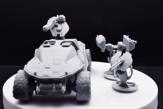 Halo Warthog Chaingun + Gauss + Launcher Miniature - TheSTLSmith - 3D Printed with High Quality Resin for Wargame/Skirmish/D&D