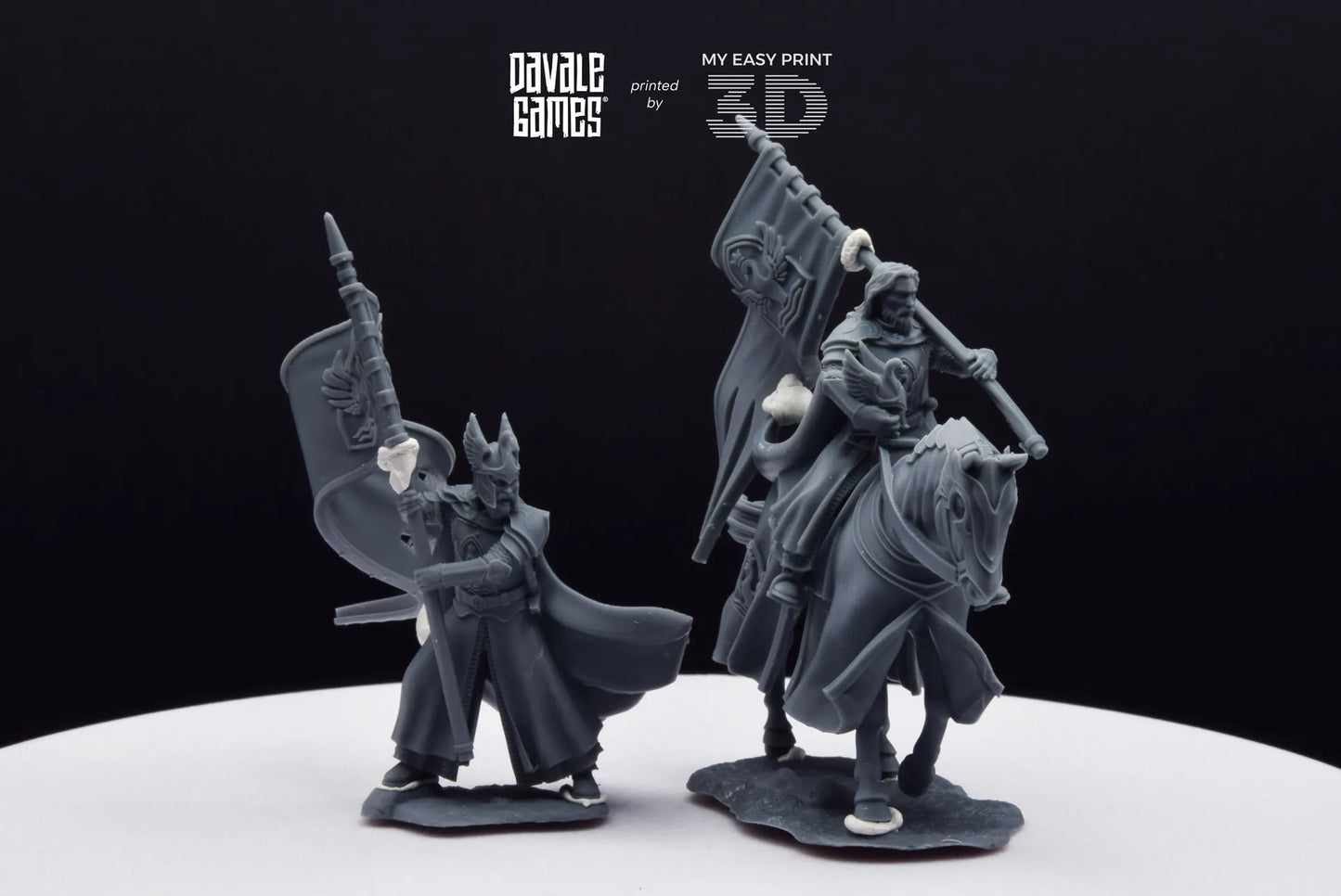 White Swan Rider Banner - Foot and Mounted - Davale Games - 3D Printed with high quality resin for LOTR/D&D games