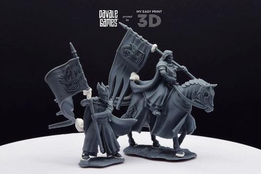 White Swan Rider Banner - Foot and Mounted - Davale Games - 3D Printed with high quality resin for LOTR/D&D games