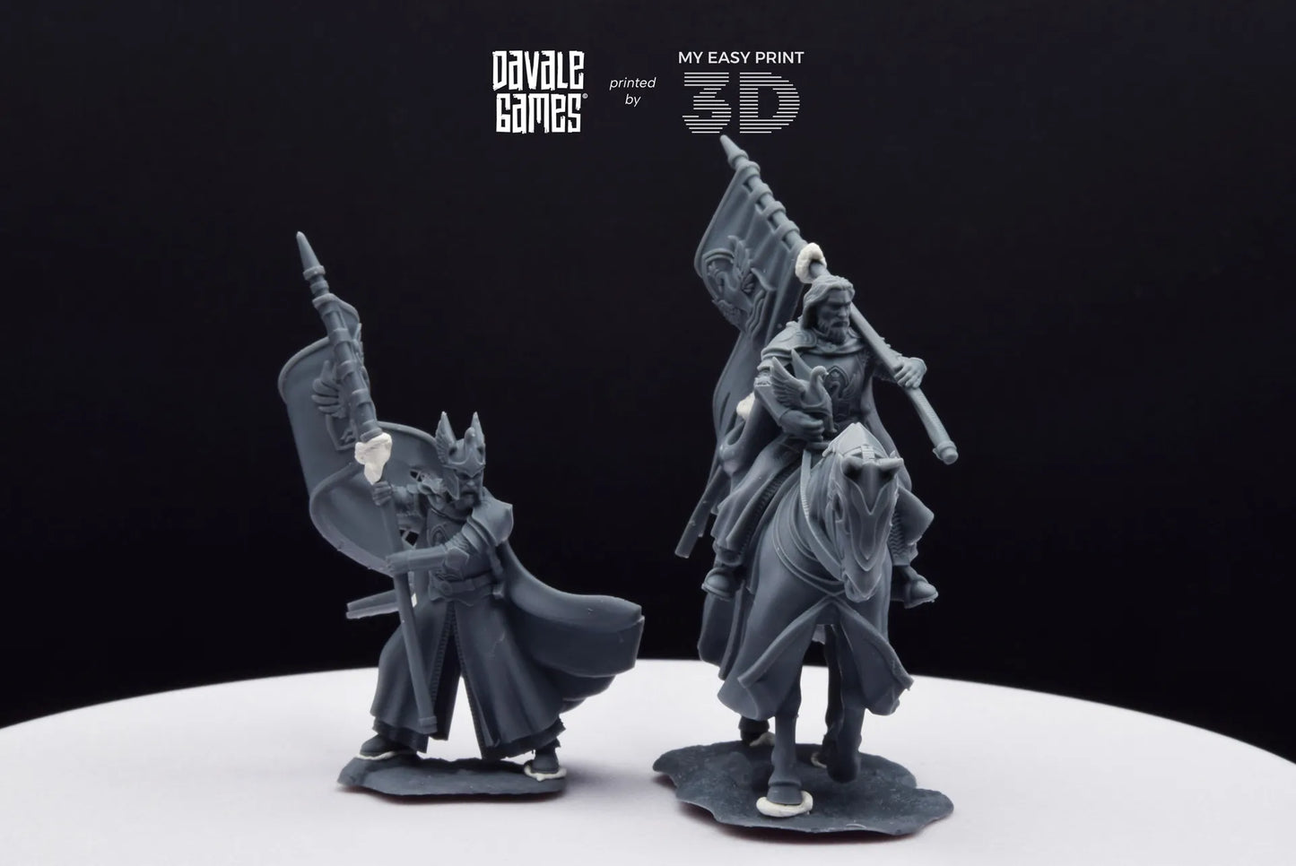 White Swan Rider Banner - Foot and Mounted - Davale Games - 3D Printed with high quality resin for LOTR/D&D games