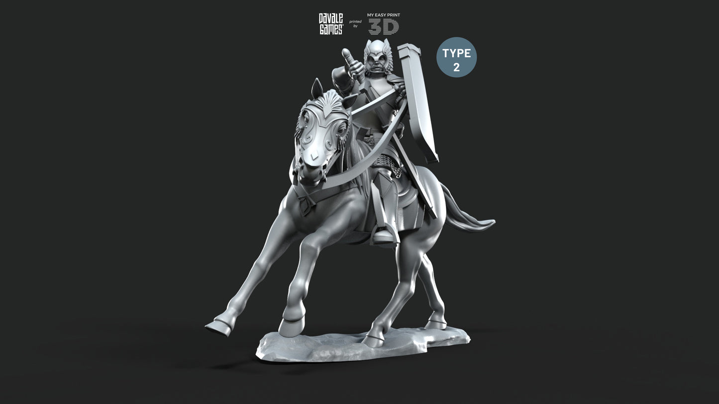 Grey Castle Horn - Foot and Mounted - Davale Games - 3D Printed with high quality resin for LOTR/D&D games