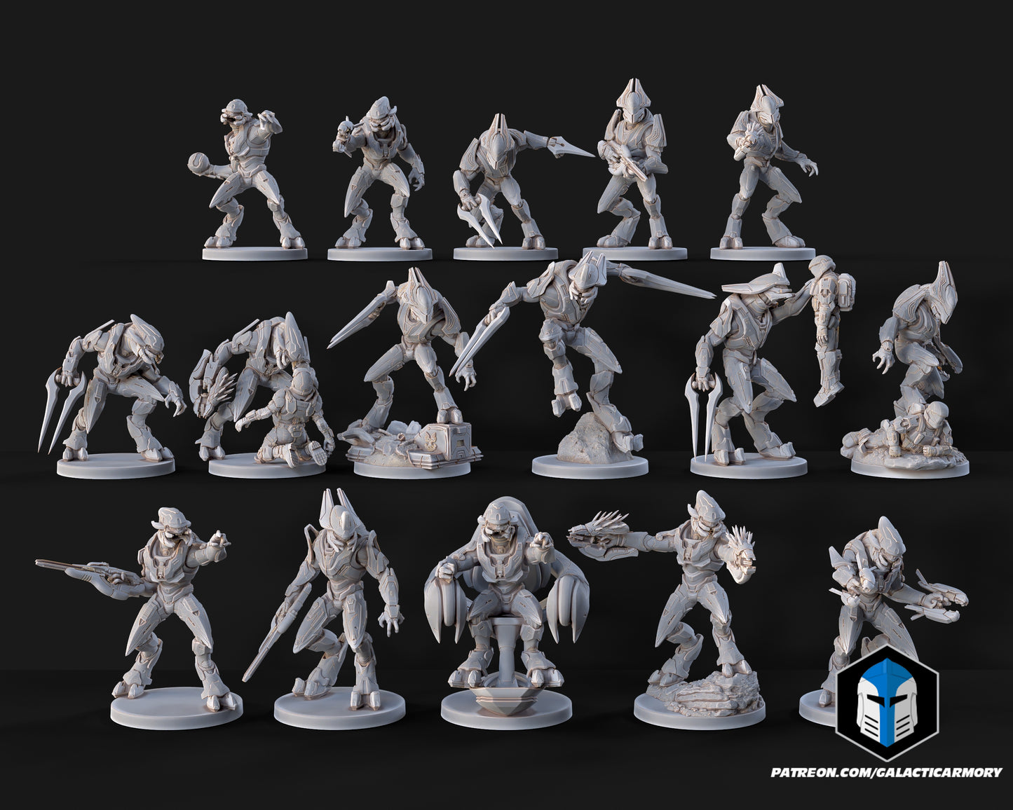Halo Elites Miniatures - Galactic Armory - 3D Printed with High Quality Resin for Wargame/Skirmish/D&D