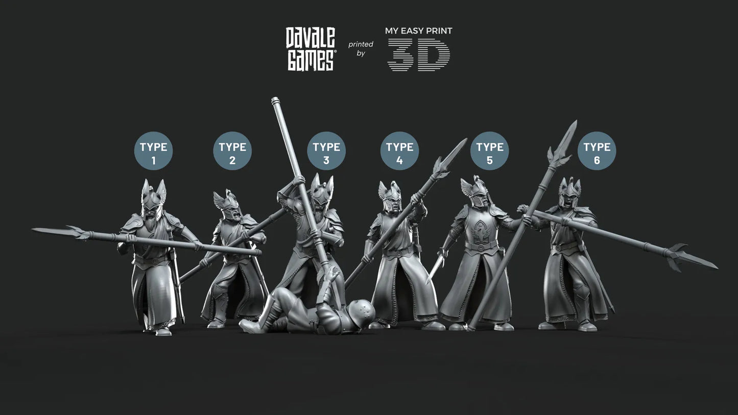 White Swan - Swan Pikemen - Davale Games - 3D Printed with high quality resin for LOTR/D&D games