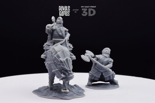 Silver Goat Dwarf Lord Iron - Foot and Mounted - Davale Games - 3D Printed with high quality resin for LOTR/D&D games