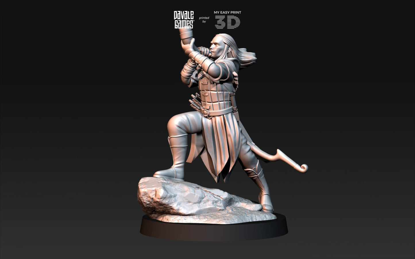 Wood Elf with Horn - Davale Games - 3D Printed with high quality resin for LOTR/D&D games